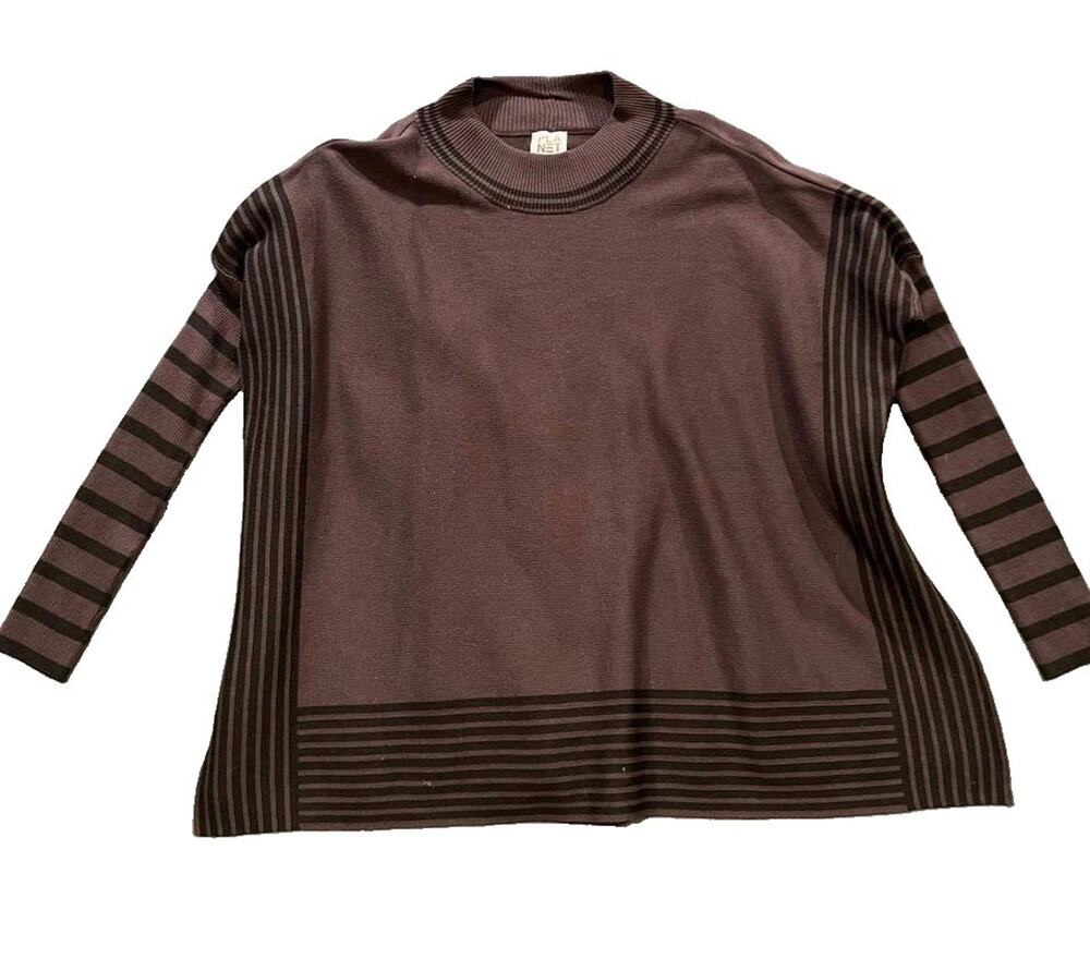 Planet by Lauren G brown/black Poncho Oversized sweater Large A010479